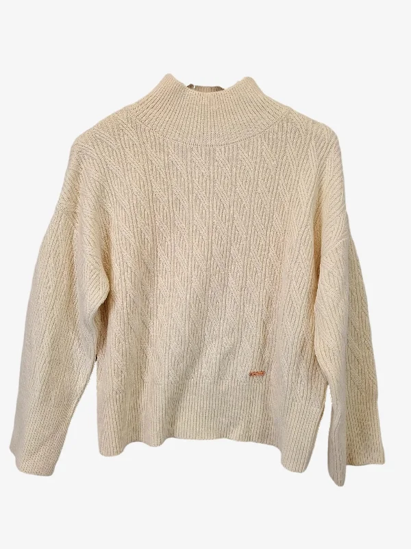 Ted Baker Cream Jaquard Mock Neck Jumper Size 8