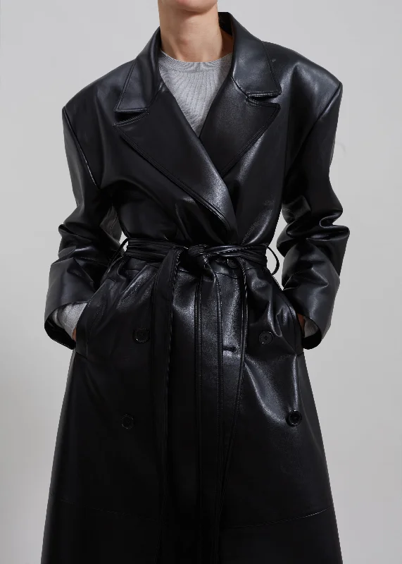 tina-faux-leather-trench-coat-black