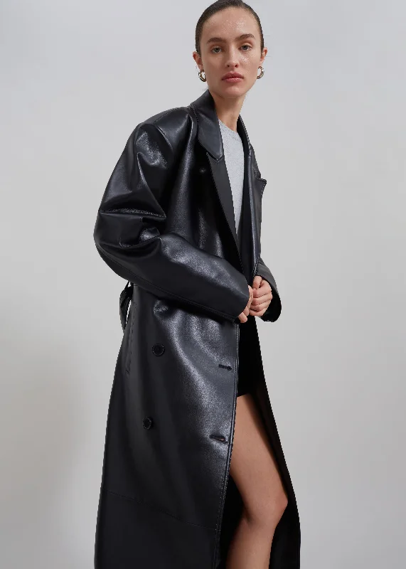 tina-faux-leather-trench-coat-black