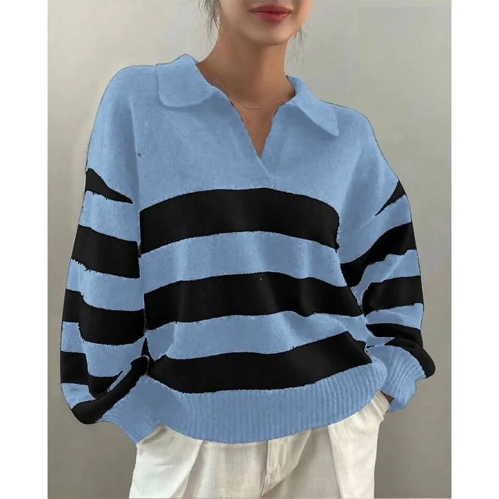 Turndown Collar Knitted Top