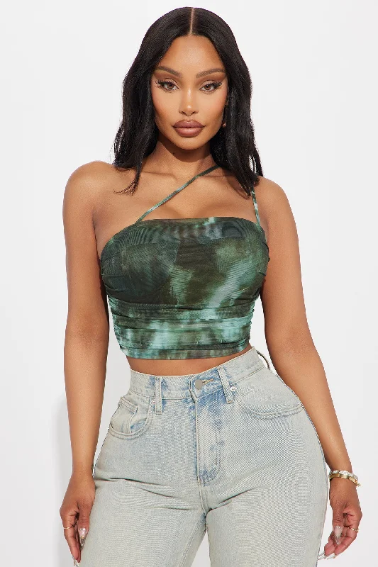 Turning Heads Mesh Top - Olive/combo