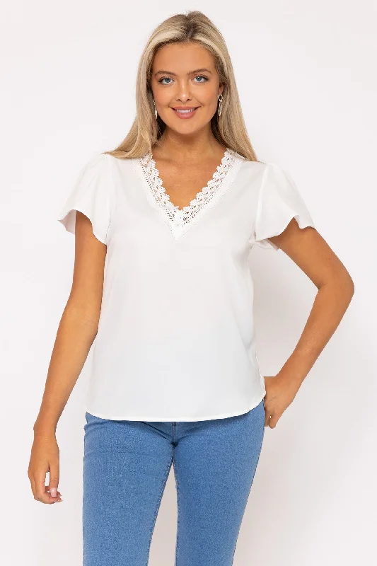 White Lace Trim Top