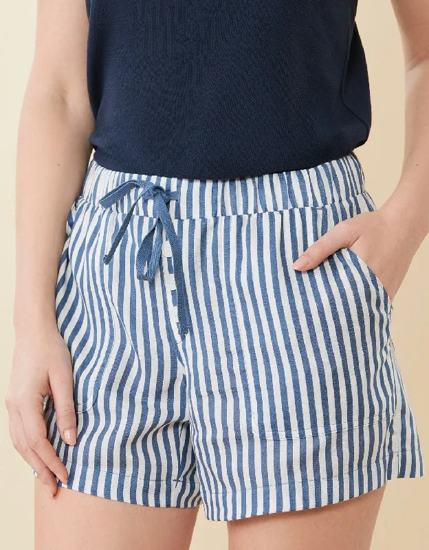 Winnie Drawstring Short Mini Stripe Sea Blue