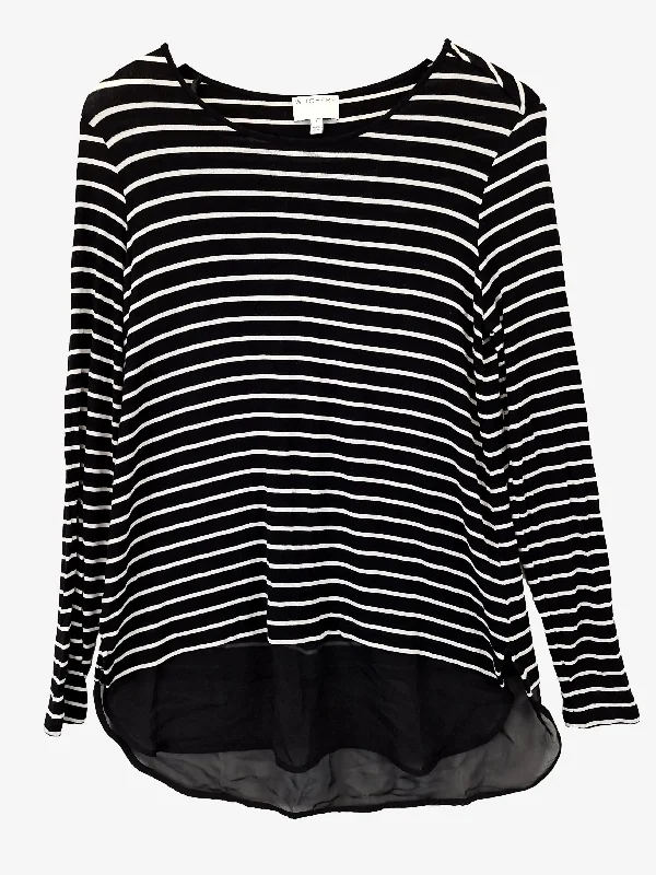 Witchery Striped Casual Trimmed Top Size S