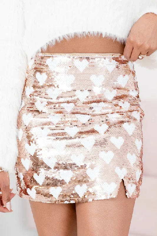 With All My Heart Gold Sequin Heart Skirt FINAL SALE