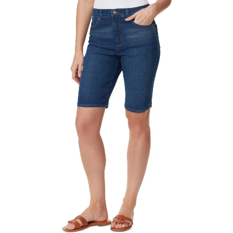 womens-knee-length-dark-wash-bermuda-shorts