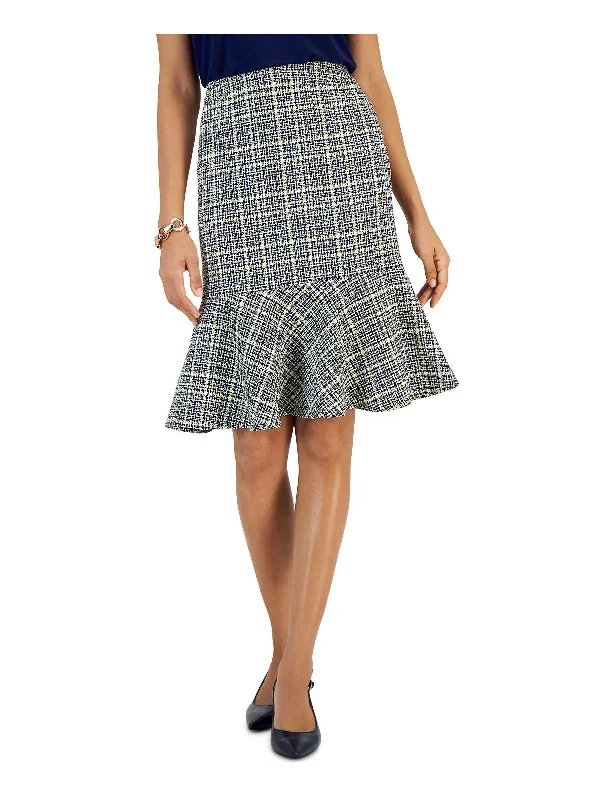 Womens Tweed Flounce Pencil Skirt