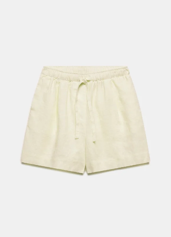 yellow-drawstring-linen-shorts