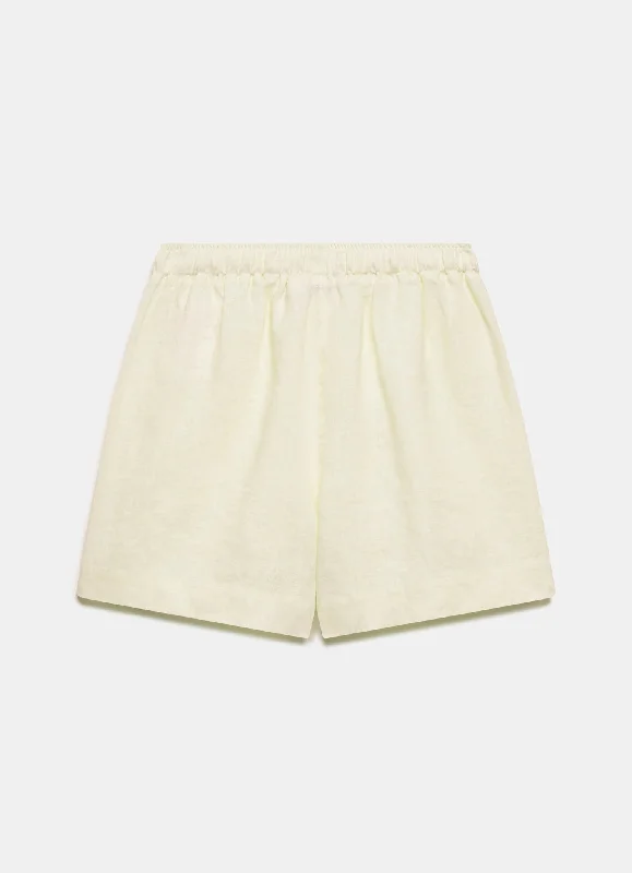 yellow-drawstring-linen-shorts