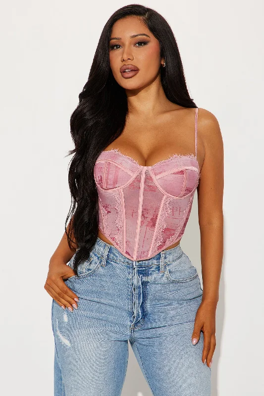 You've Got The Love Mesh Corset Top - Pink/combo